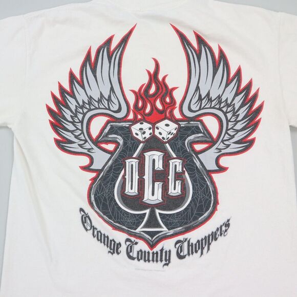 Vintage Y2K Orange County Choppers T-Shirt Dice Flames Wings Biker Tee M Medium - Picture 4 of 7